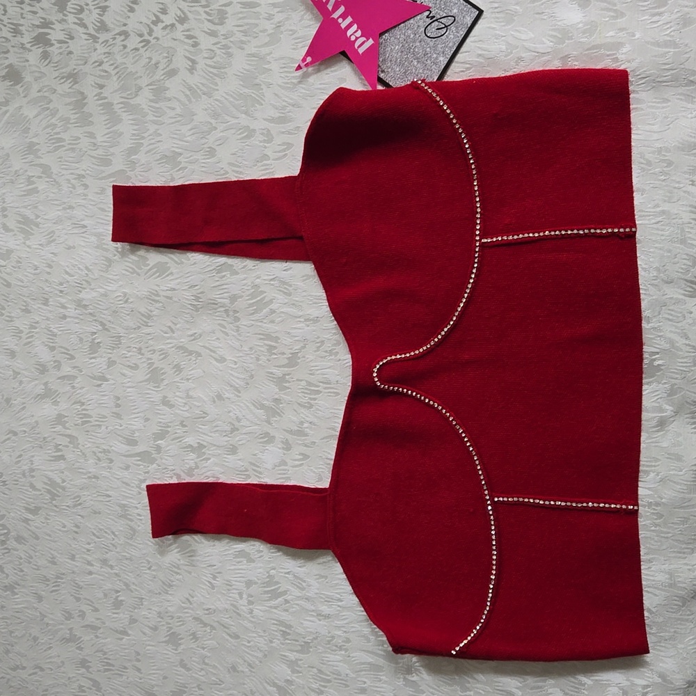 Red Jeweled Crop Top (NWT)